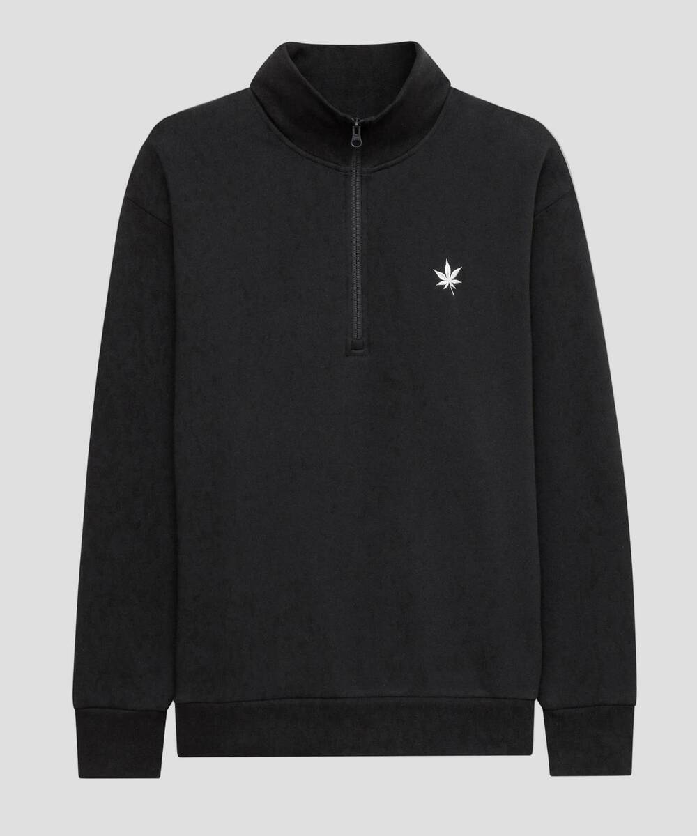 NEW BOAST men's fleece quarter zip sweatshirt in black